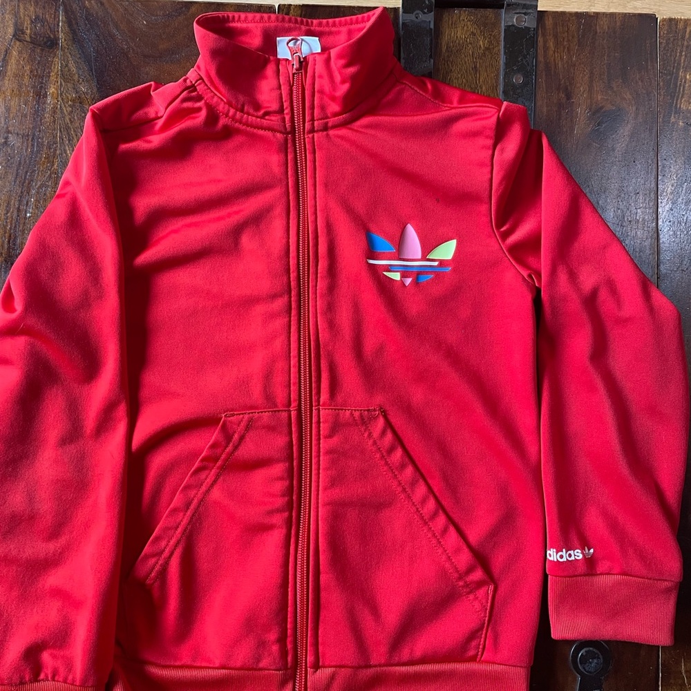 Adidas Kids Red Full-Zip Hoodie